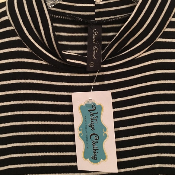 FINAL TOUCH Sleeveless Blk Striped Dress Sz L NWT - Picture 3 of 6